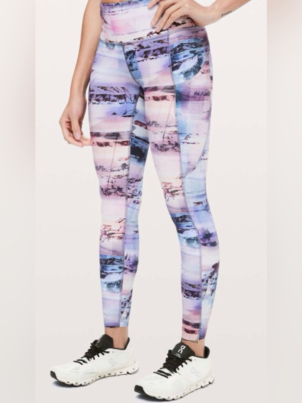 Lululemon Fast & Free 7/8 Tight II Nulux 
Sunrise Silhouette Multi Leggings 6